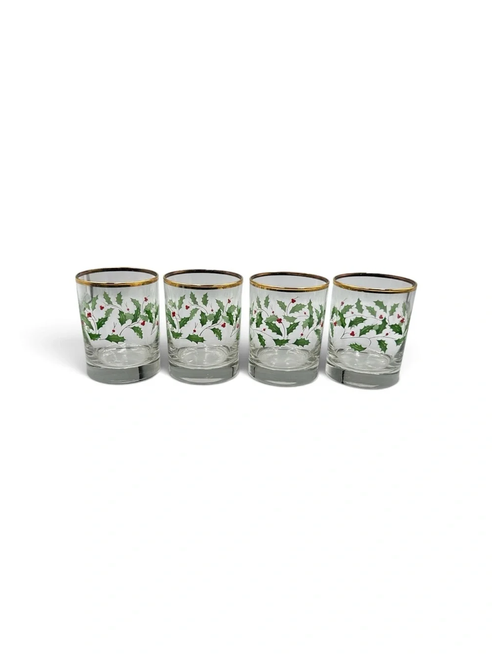 Vintage Lenox Holiday Holly Berry 12 Oz Glasses NOS Boxed Set of 4